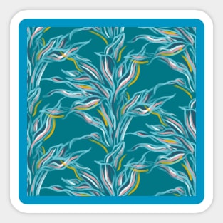 Teal Funky Leaves Sticker